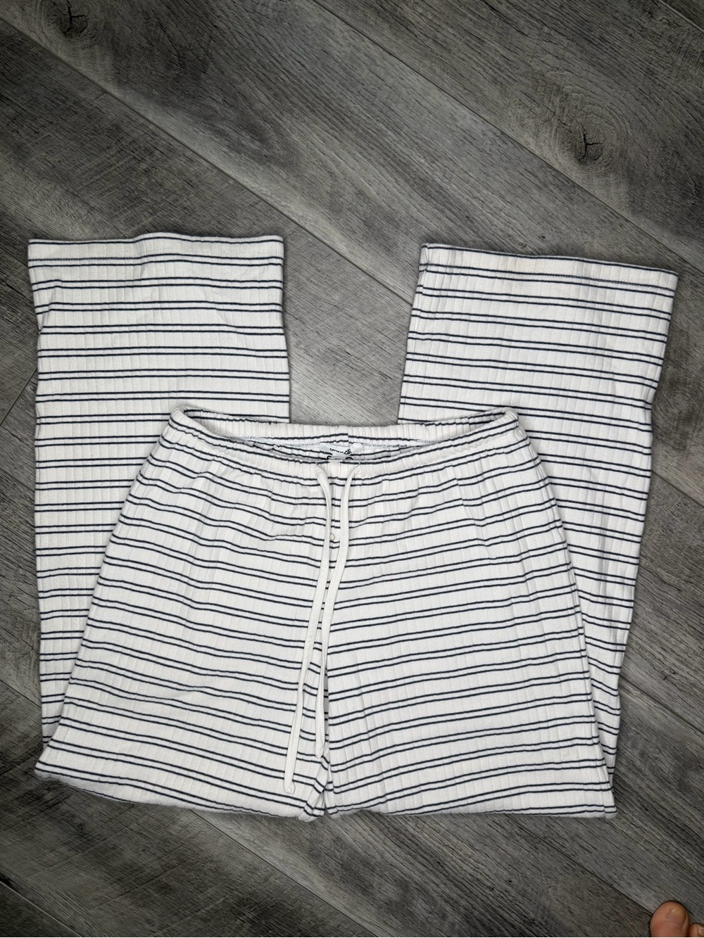 Garage White and Navy Striped Knit Lounge Pants